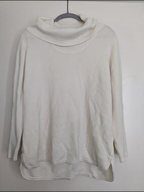 Calvin Klein Cream Ribbed Cowl Neck Sweater